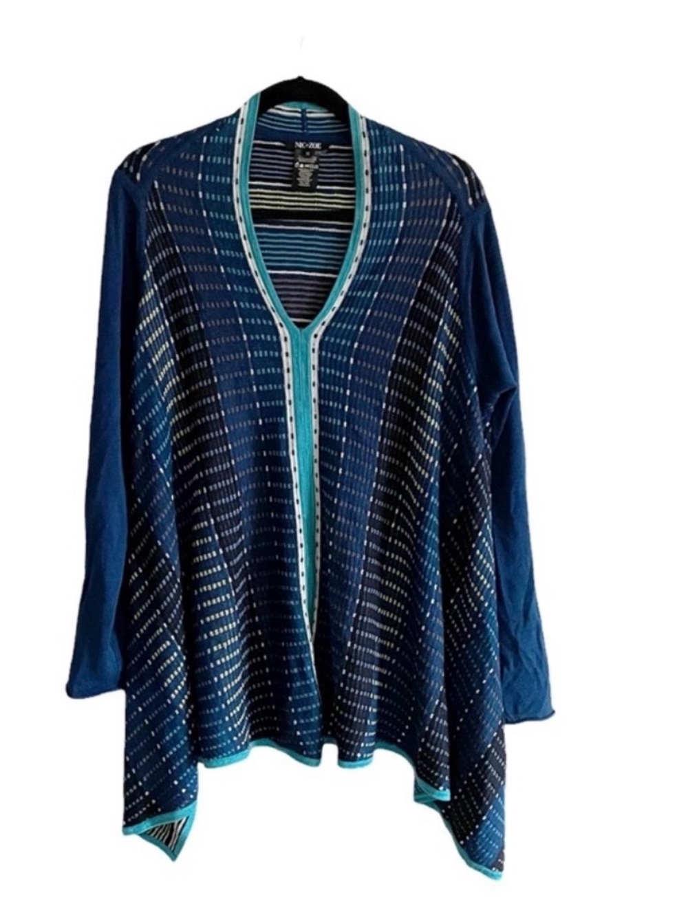 Nic+Zoe V Neck Striped Knit Pullover Baggy Loose Fit Sweater Size Medium
